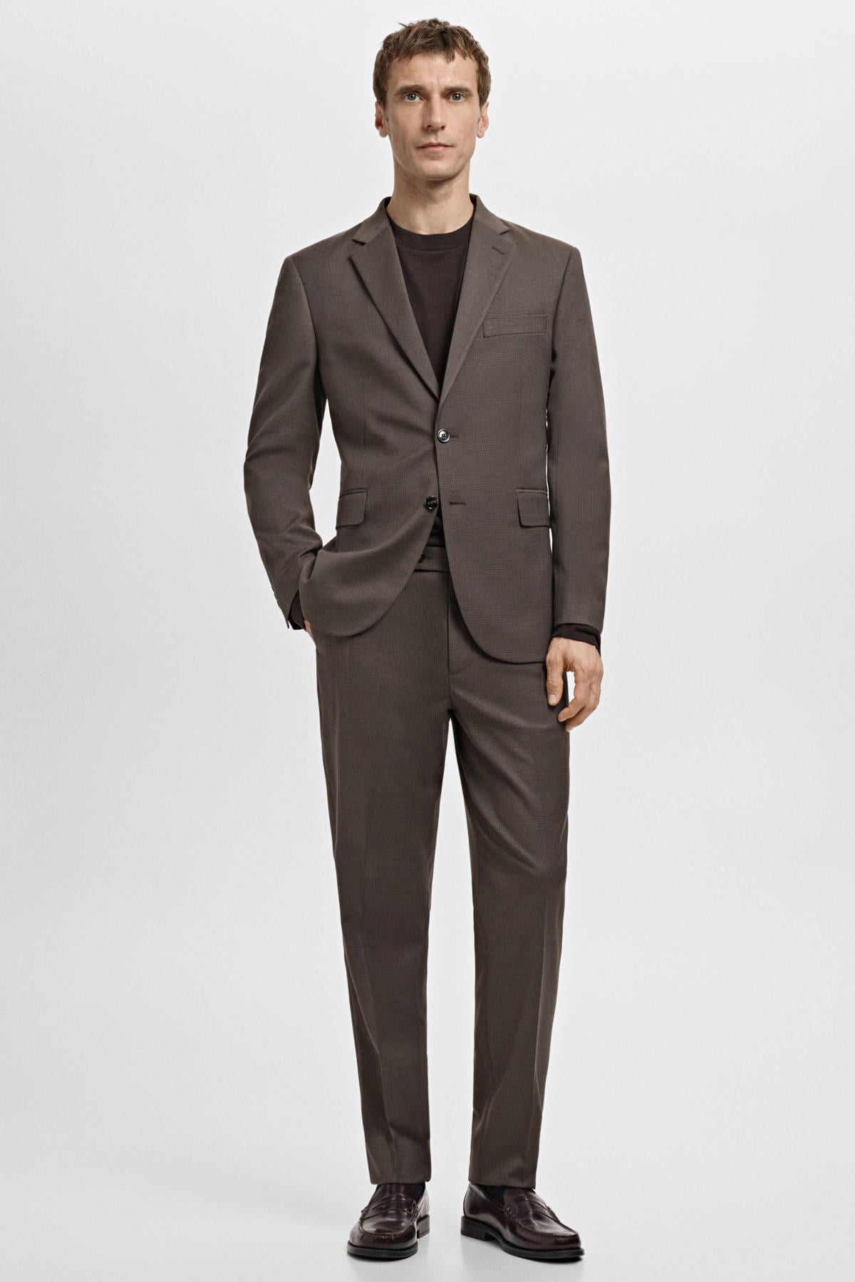 Klassieke tweed geruite blazer voor heren Geruite tweed tweeknops blazerjasje voor heren Casual sportjas jassen
