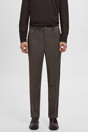 Milan slim geruite pantalon bruin