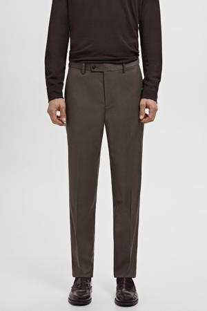 Milan slim geruite pantalon bruin