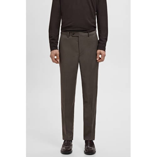 Mango Man Milan slim geruite pantalon bruin afbeelding