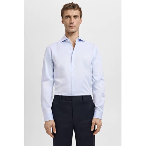 Mango Man Slim casual overhemd blauw afbeelding