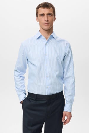 Slim gestreepte casual overhemd lichtblauw