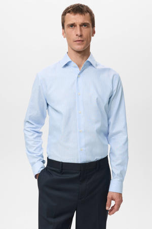 Slim gestreepte casual overhemd lichtblauw