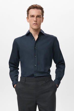 slim zakelijk overhemd blauw
