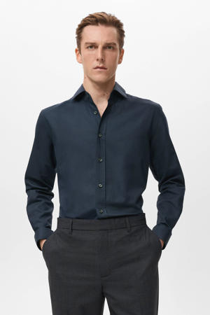 slim zakelijk overhemd blauw