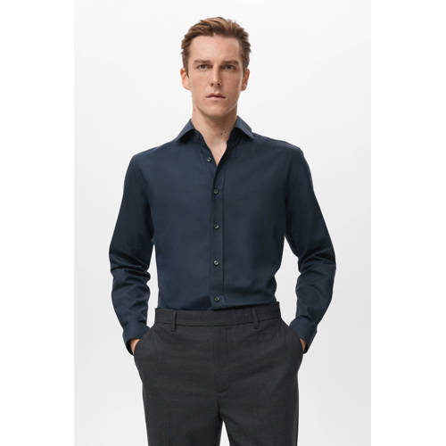 Mango Man regular zakelijk overhemd blauw afbeelding