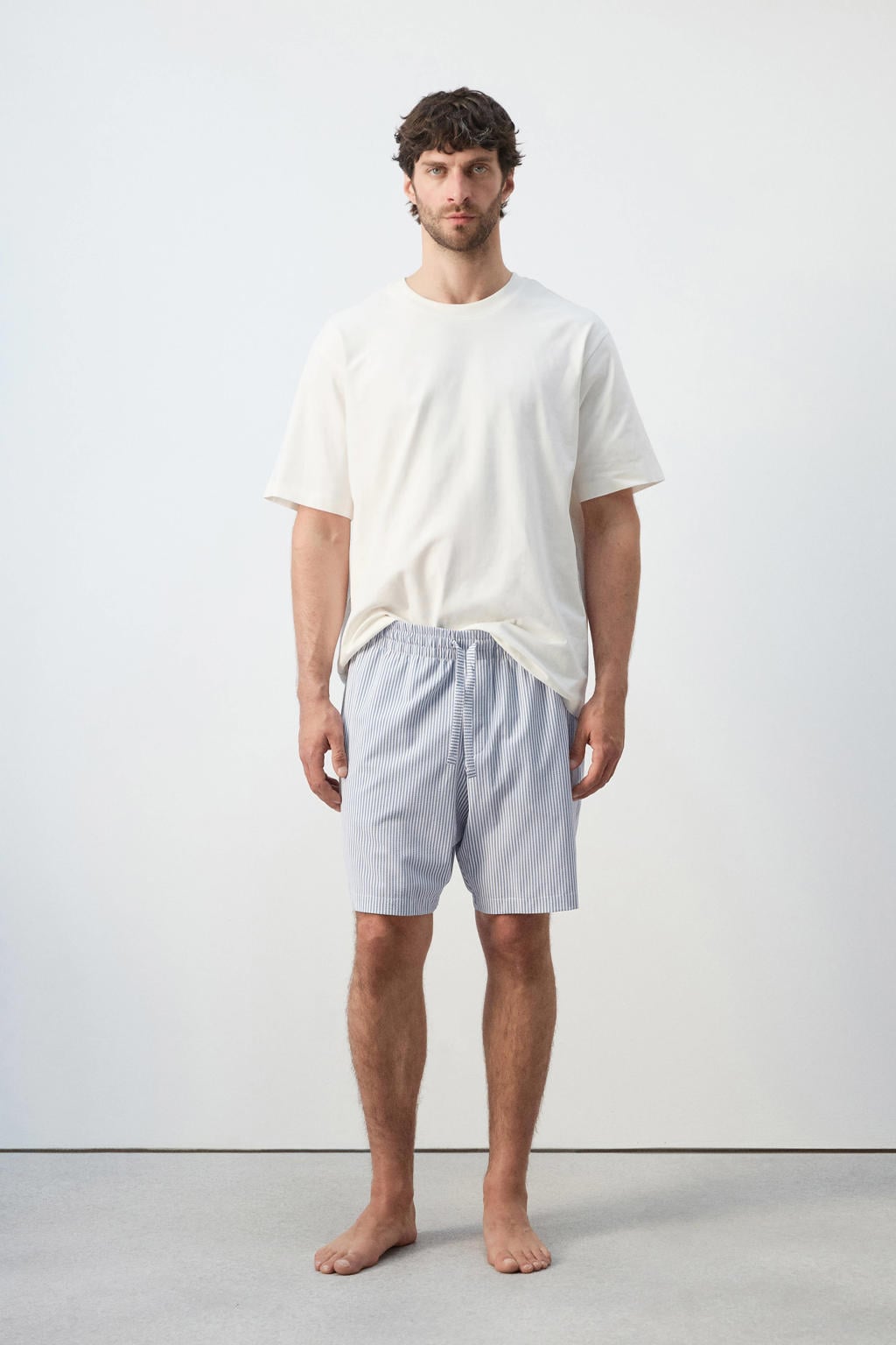 Mango Man shortama wit/blauw