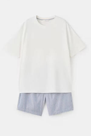 shortama wit/blauw
