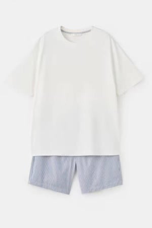 shortama wit/blauw