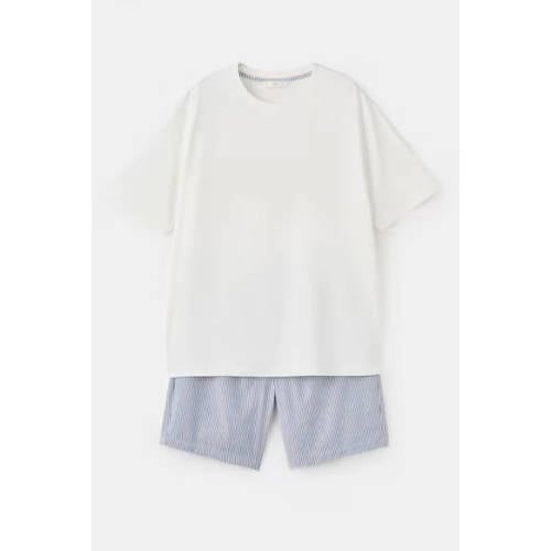Mango Man shortama wit/blauw afbeelding