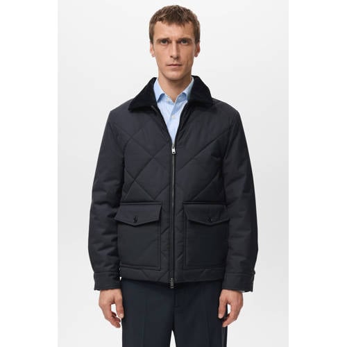 Mango Man corduroy gewatteerde jas donkerblauw afbeelding