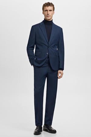 slim geruite pantalon donkerblauw