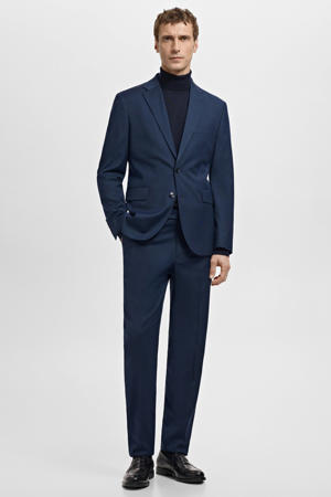 slim geruite pantalon donkerblauw