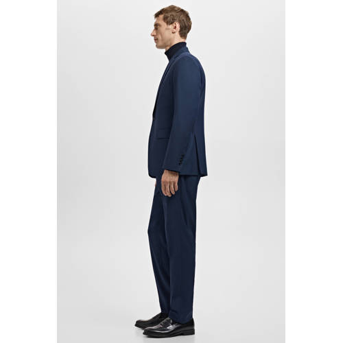 Mango Man slim geruite pantalon donkerblauw afbeelding