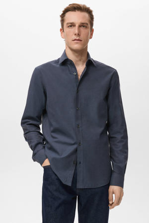 Regular casual overhemd met krijtstreep donkerblauw