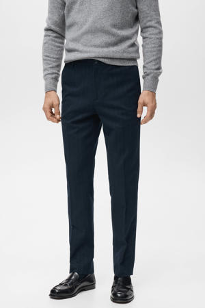 slim chino met krijtstreep marineblauw