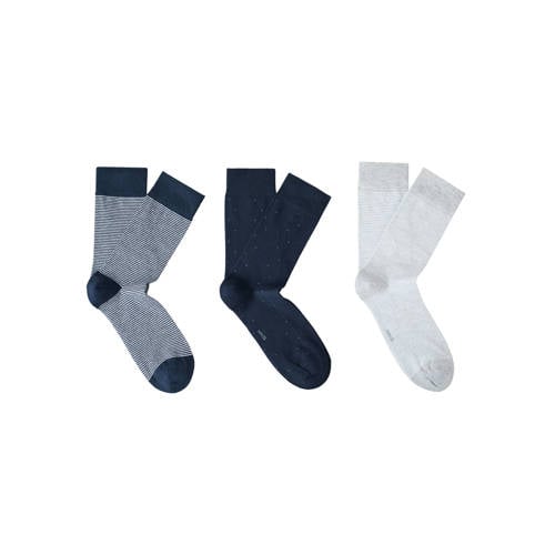 Mango Man sokken met all over print - set van 3 blauw afbeelding