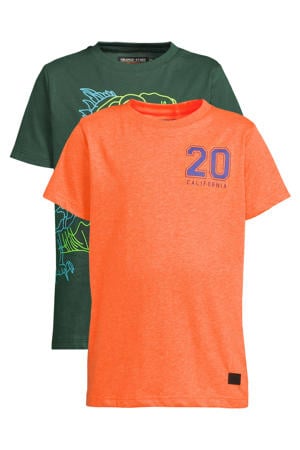 T-shirt - oranje/groen (set van 2)
