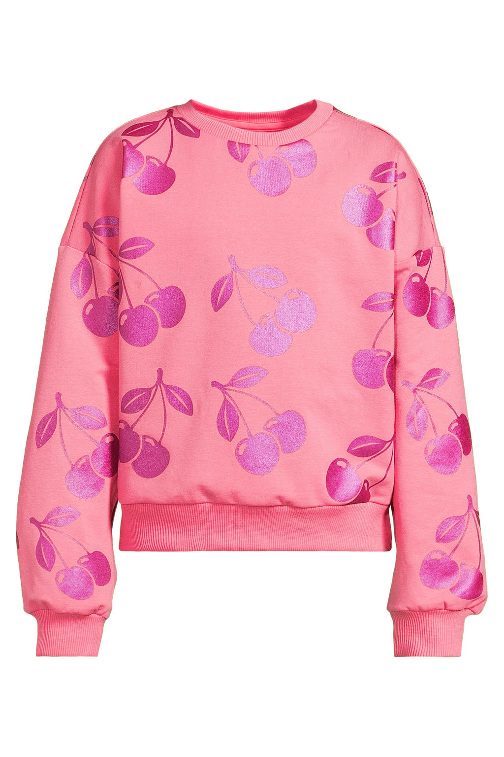 Roze meisjes Orange Stars sweater met lange mouwen, ronde hals en geribde boorden