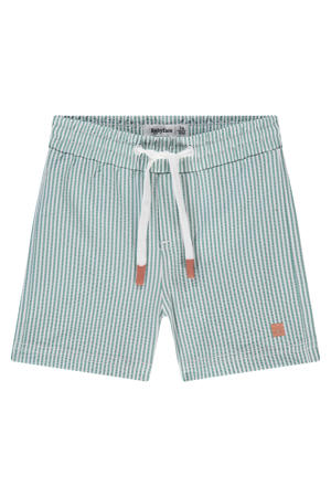 regular waist gestreepte casual short met textuur lichtgroen