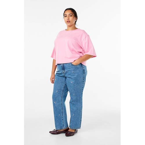 Zizzi high waist straight leg jeans medium blue denim afbeelding