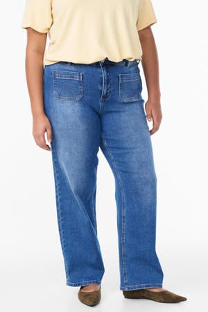 straight leg jeans medium blue denim