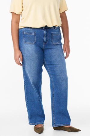 straight leg jeans medium blue denim