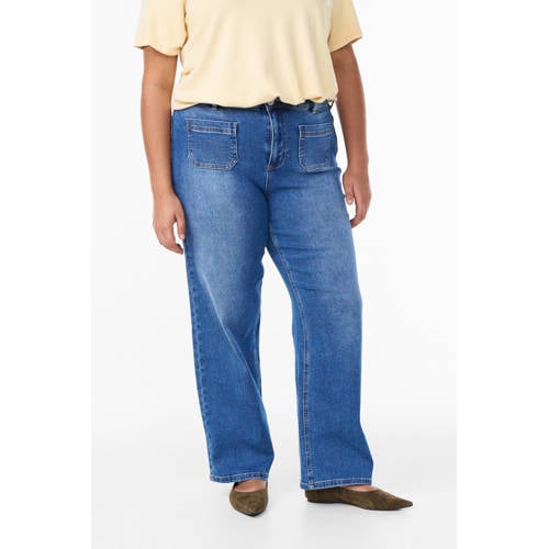 Zizzi straight leg jeans medium blue denim afbeelding