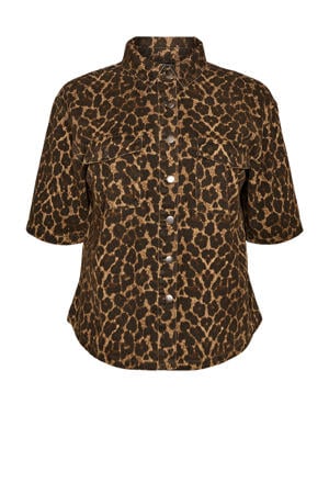 top met panterprint beige