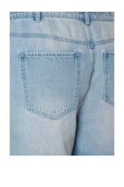 thumbnail: Light blue denim dames Zizzi wide leg regular waist jort van katoen met rits- en knoopsluiting en effen