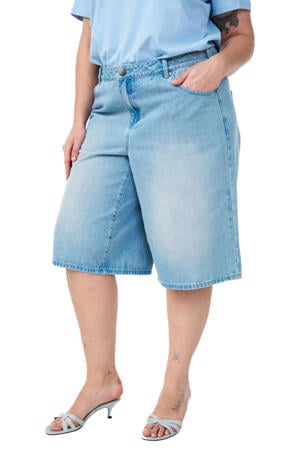 wide leg regular waist jort light blue denim