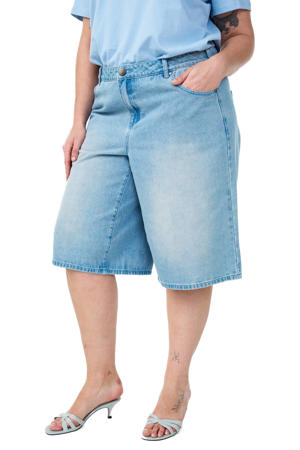 wide leg regular waist jort light blue denim