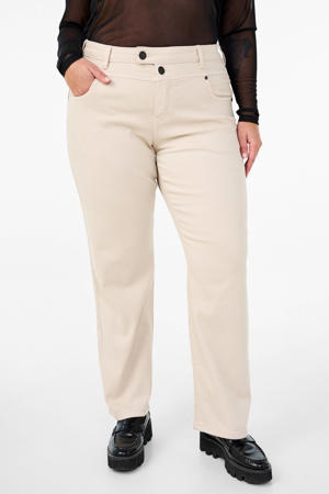 high waist straight leg jeans beige