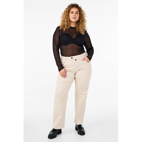 Zizzi high waist straight leg jeans beige afbeelding