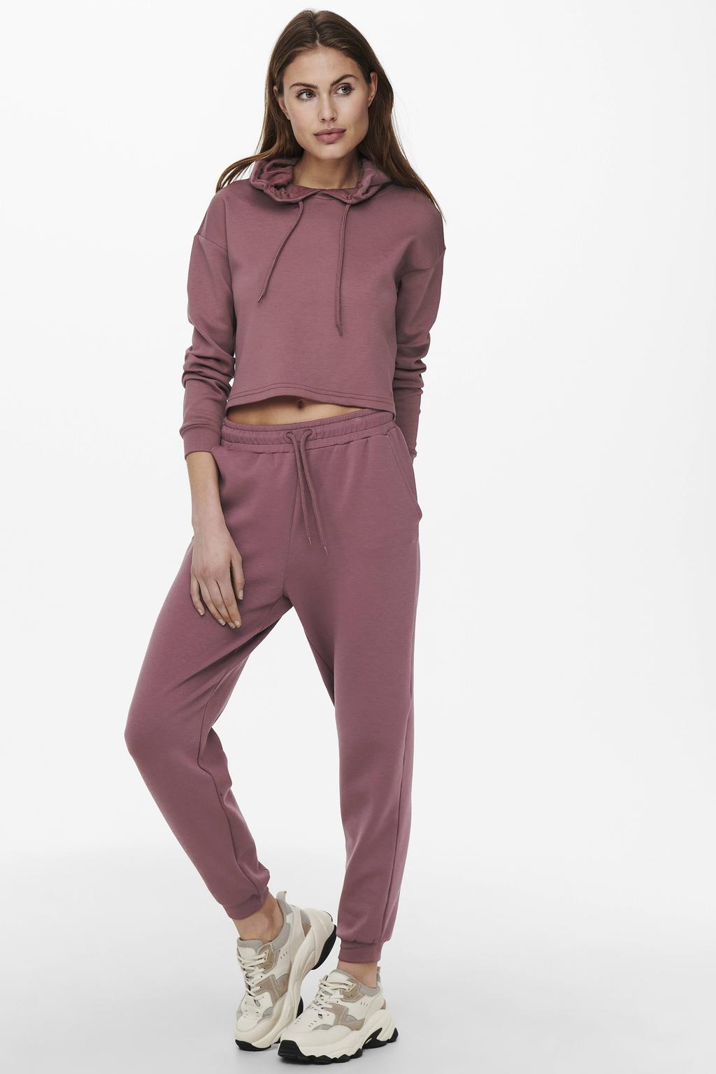 Roodbruine dames ONLY PLAY sportbroek bruin van polyester met loose fit, regular waist en effen