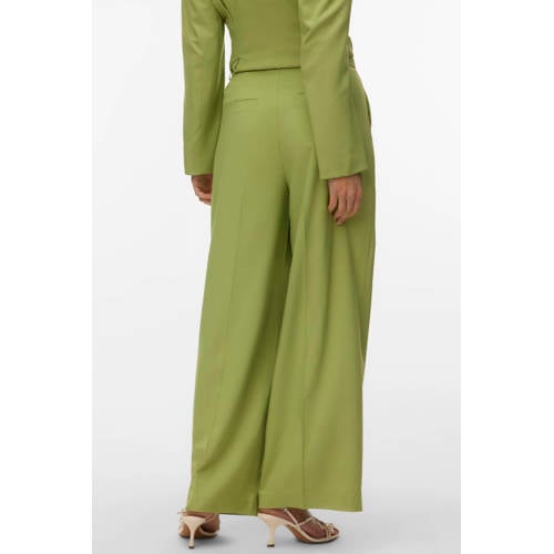 VERO MODA x Noor de Groot wide leg high waist pantalon lichtgroen afbeelding