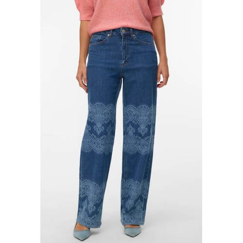 VERO MODA x Noor de Groot high waist straight leg jeans dark blue denim afbeelding