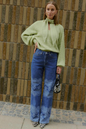 high waist straight leg jeans dark blue denim
