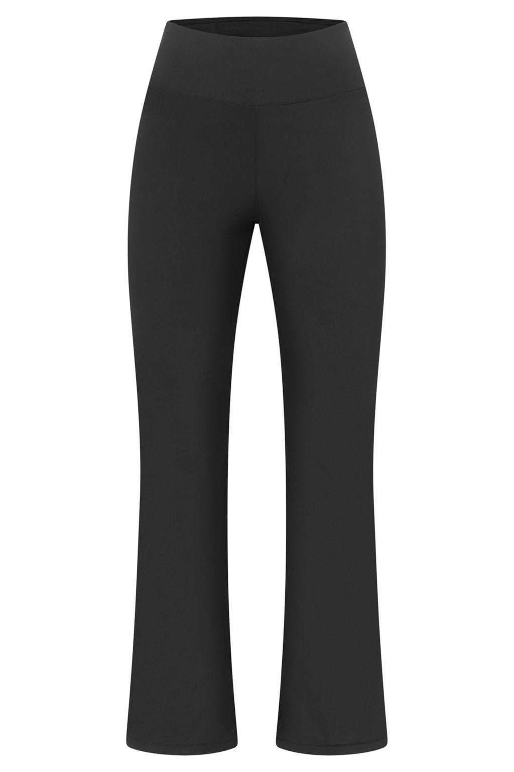 Zwarte dames Rohnisch sportlegging Legacy van polyamide met flared pijpen en regular waist
