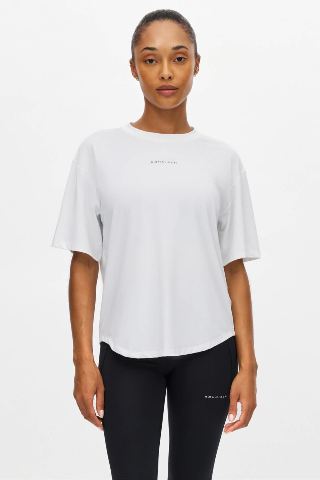 Witte dames Rohnisch sportshirt Enduro van polyester met korte mouwen en ronde hals