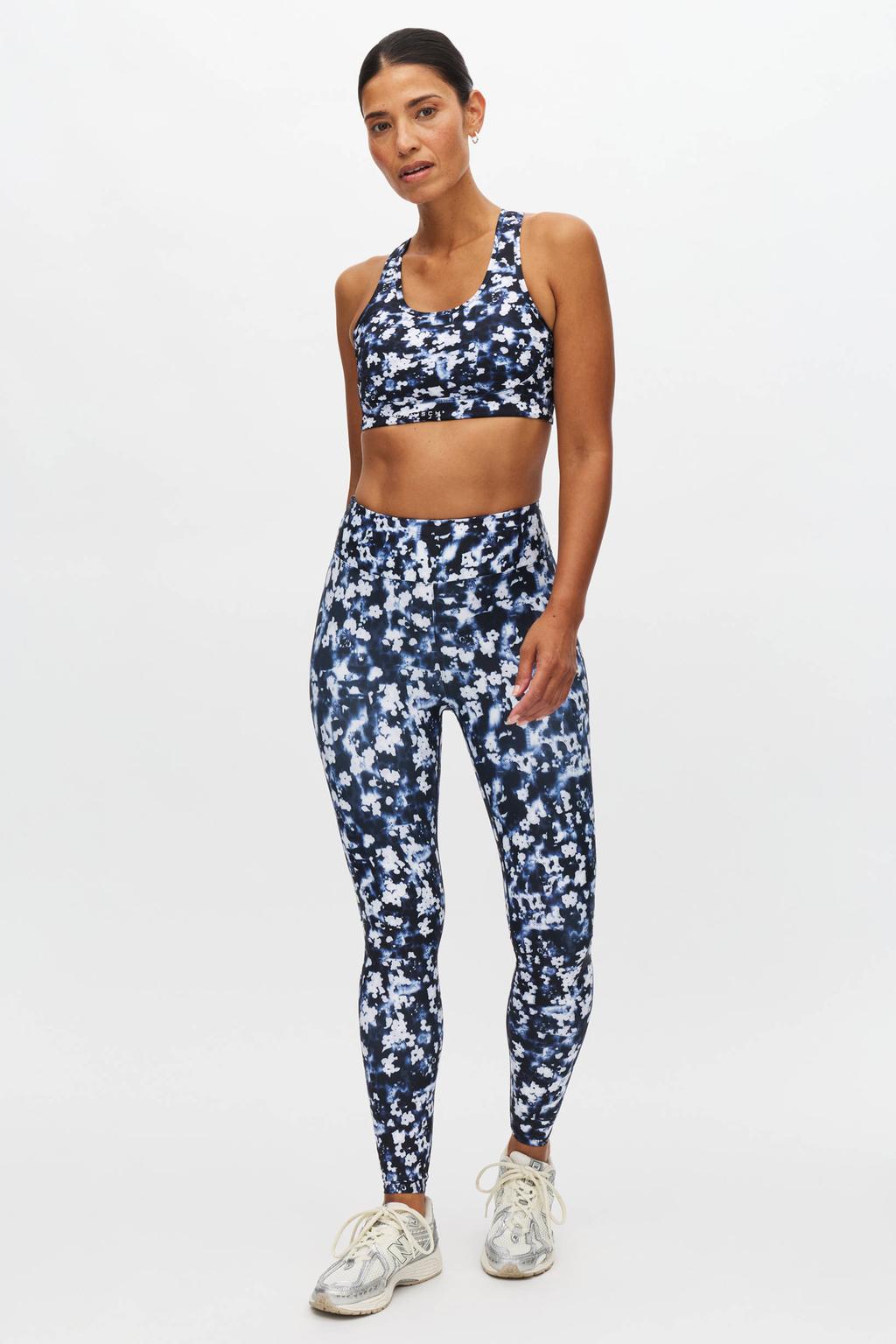 Blauwe dames Rohnisch sportbroek all over print met slim fit en regular waist