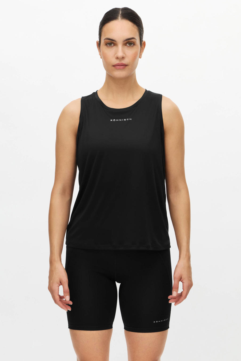 Zwarte dames Rohnisch sporttop Team van polyester met ronde hals