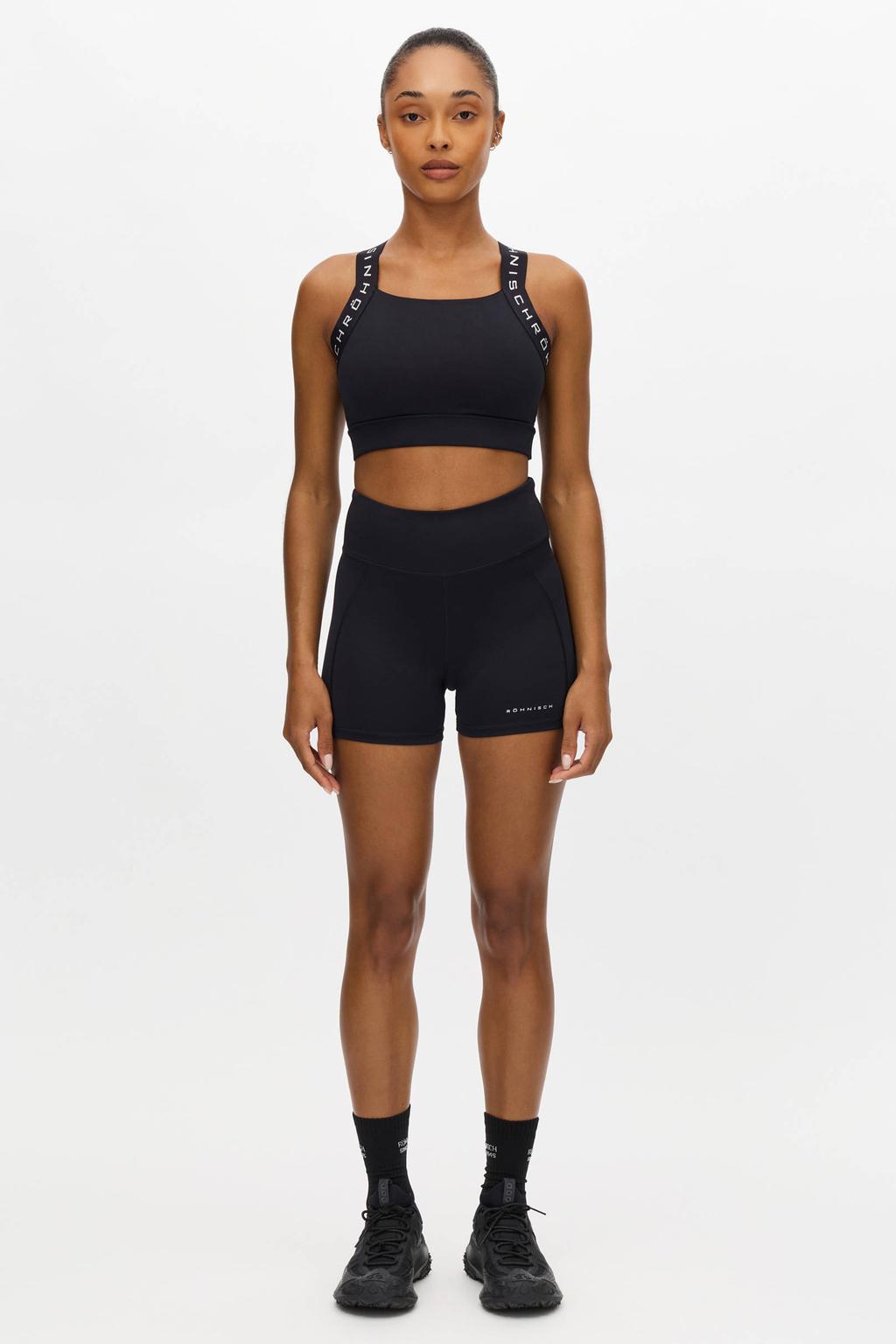 Zwarte dames Rohnisch wielrenshort van polyester met slim fit en regular waist