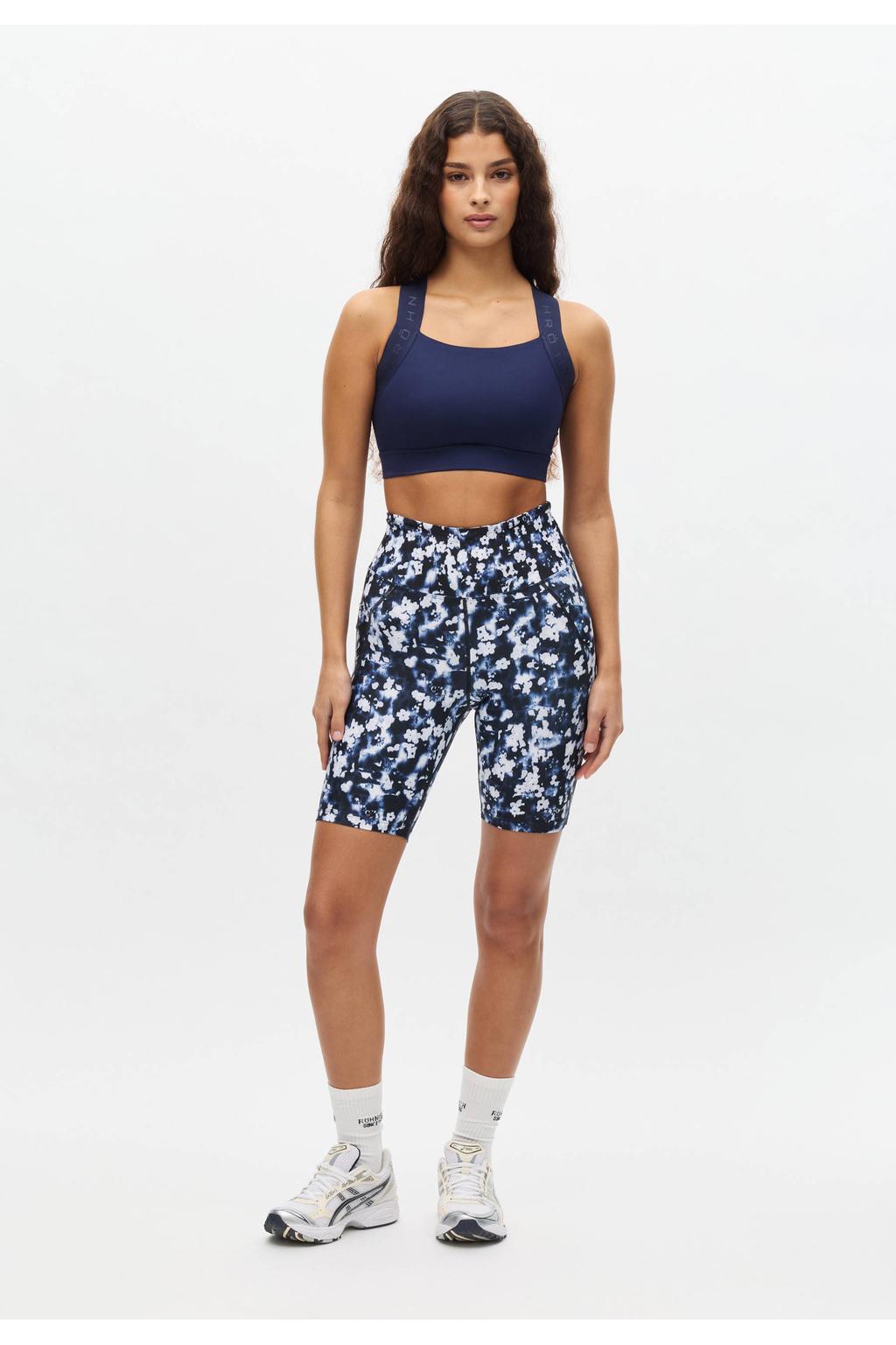 Donkerblauw en witte dames Rohnisch sportshort Flattering van polyester met slim fit, regular waist en bloemenprint
