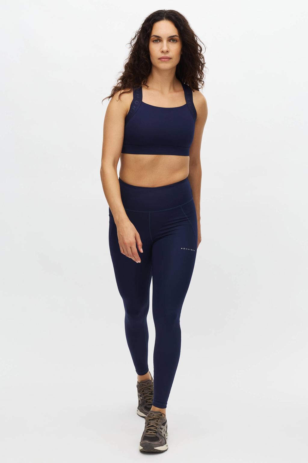Donkerblauwe dames Rohnisch sportbroek Flattering van polyester met slim fit, regular waist en effen
