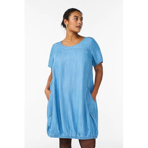 Zizzi korte jurk light blue denim afbeelding