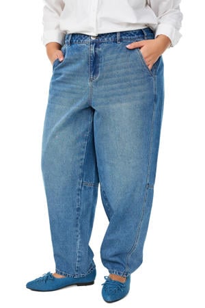 high waist loose fit jeans medium blue denim