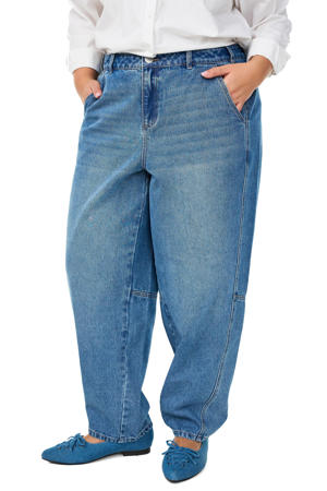 high waist loose fit jeans medium blue denim