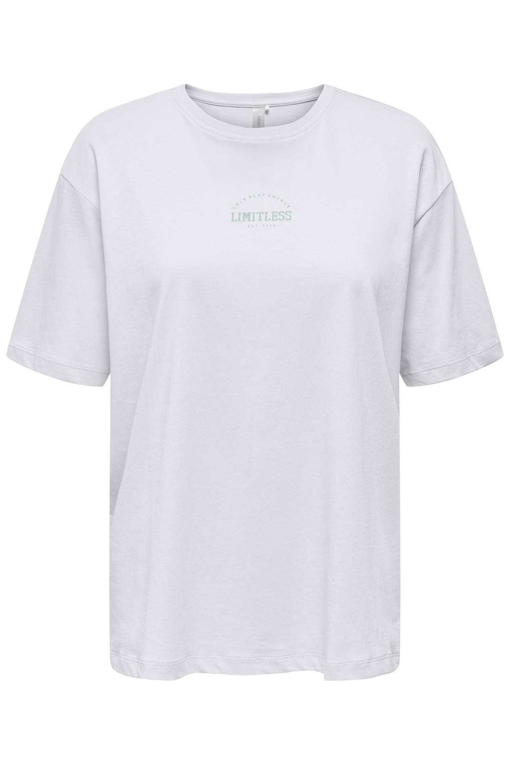 Ecru dames ONLY PLAY sportshirt van katoen met korte mouwen en ronde hals