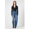 YAS high waist barrel jeans met stippen medium blue denim